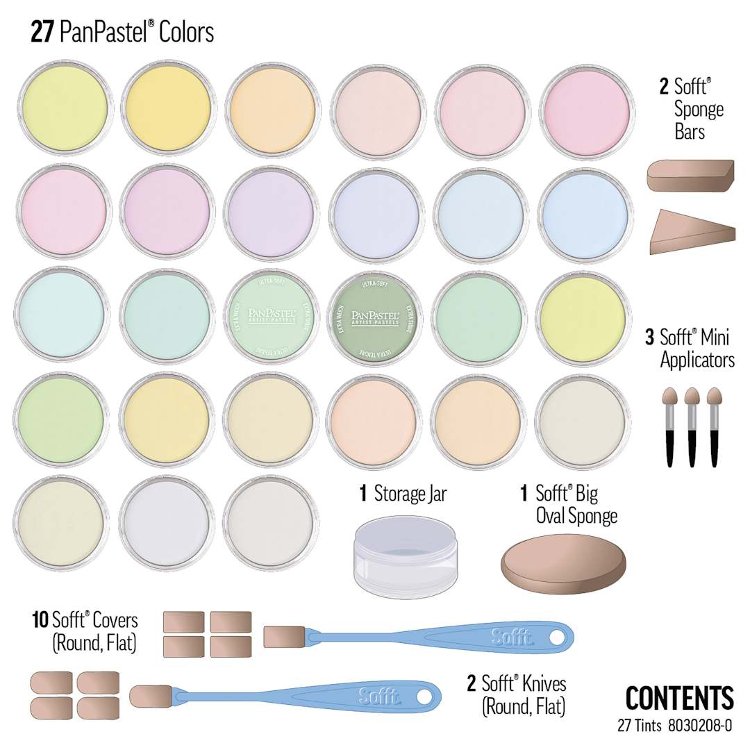 Open in modal - PanPastel Artists' Painting Pastels Set - Tints, Set of 27 - contents