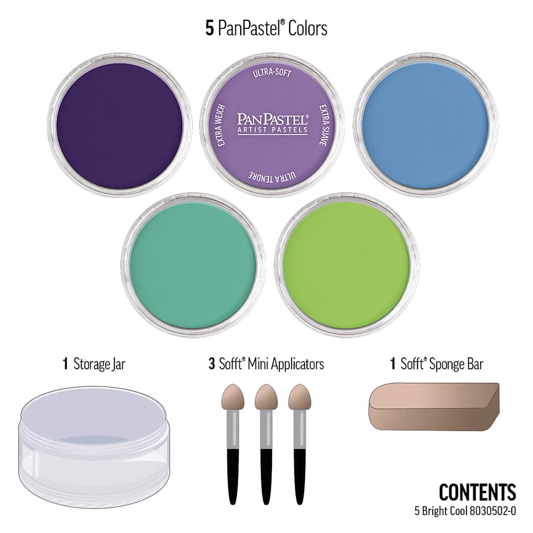 Open in modal - PanPastel Artists' Painting Pastels Set - Bright Cool, Set of 5 - contents