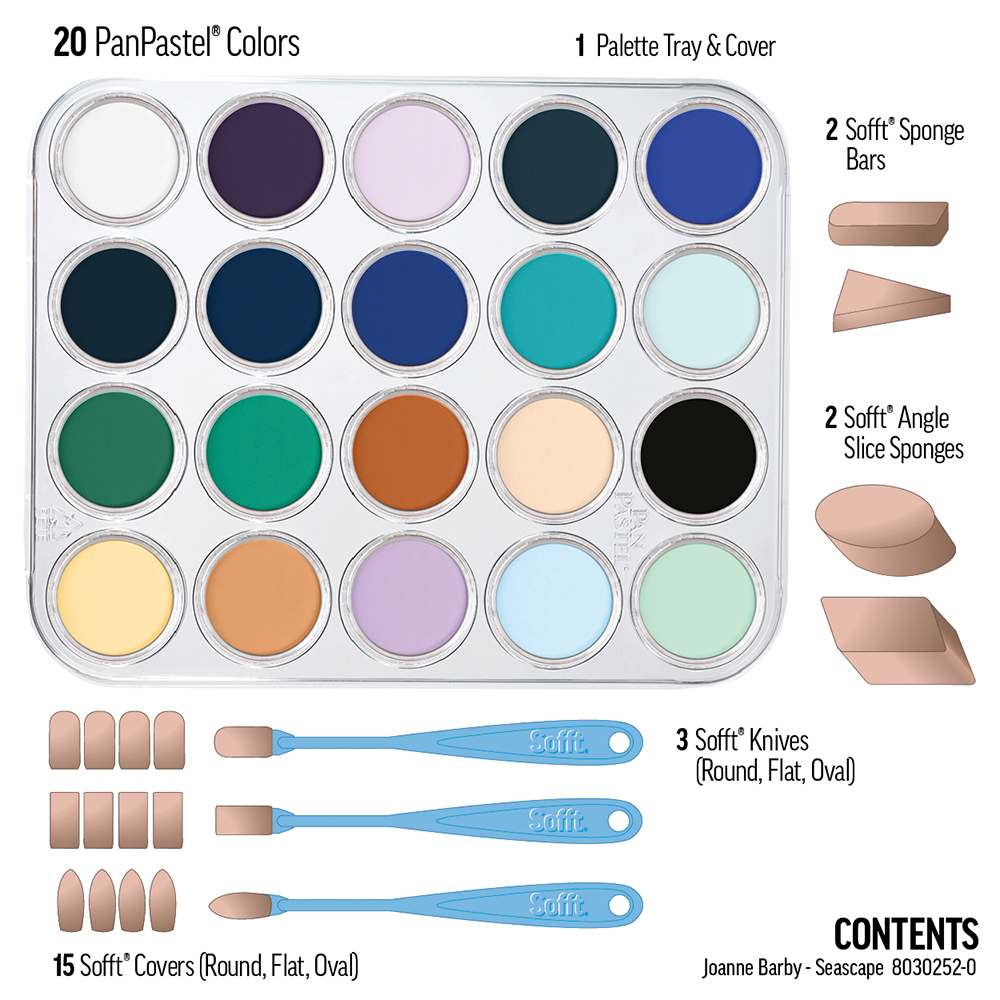 Open in modal - PanPastel Artists’ Painting Pastels Set - Joanne Barby Seascape Colors, Set of 20, contents