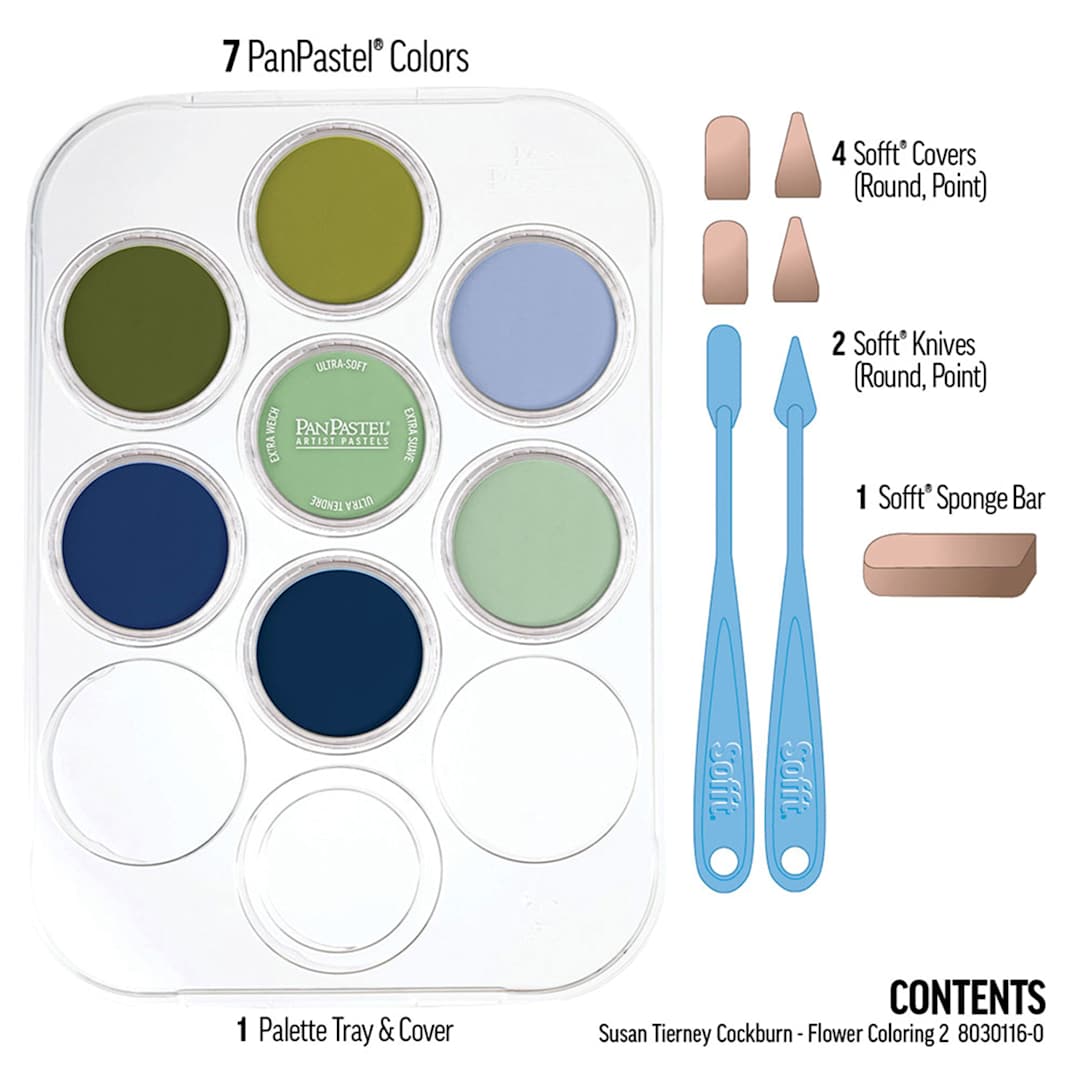 Open in modal - PanPastel Artists' Painting Pastels Set - Susan Tierney’s Flower Coloring Kit No. 2, Set of 7 - contents