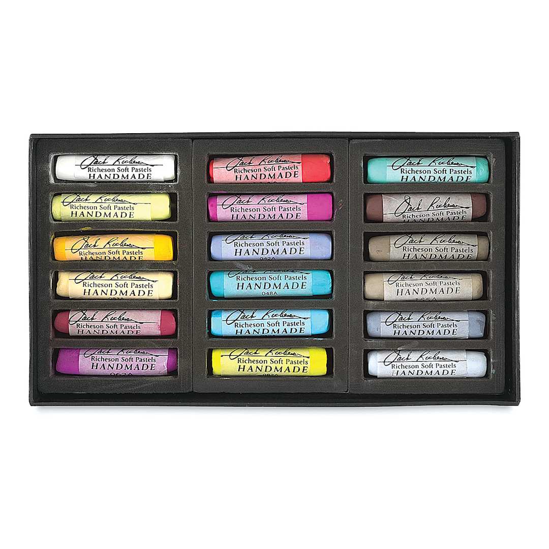 Open in modal - Richeson Handmade Soft Pastels - Assorted Colors, Set of 18, Full Stick (set contents)