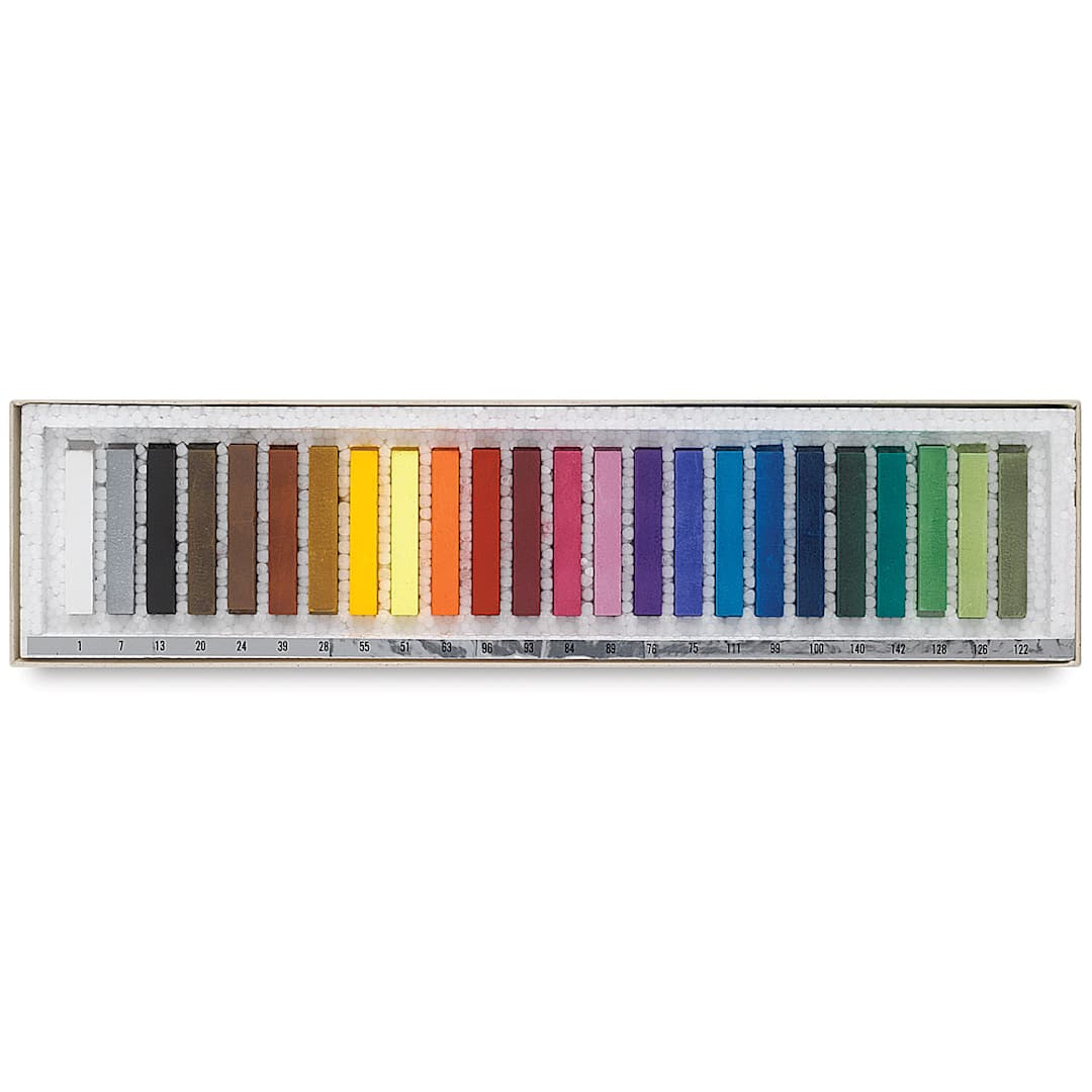 Open in modal - Holbein Artists' Soft Pastel Set - Set of 24 Assorted Colors shown open in package tray