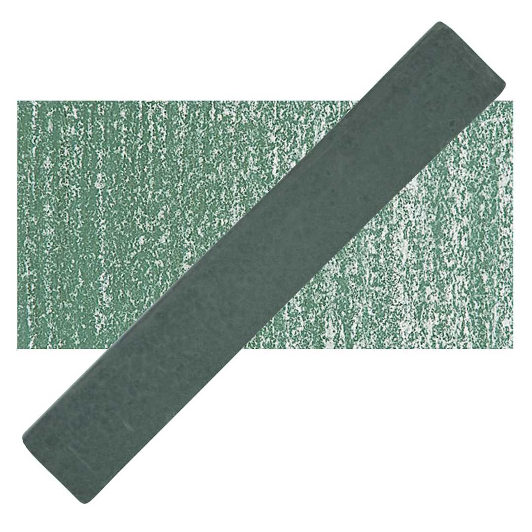 Open in modal - Holbein Artists' Soft Pastel - Foggy Green 1 pastel and swatch