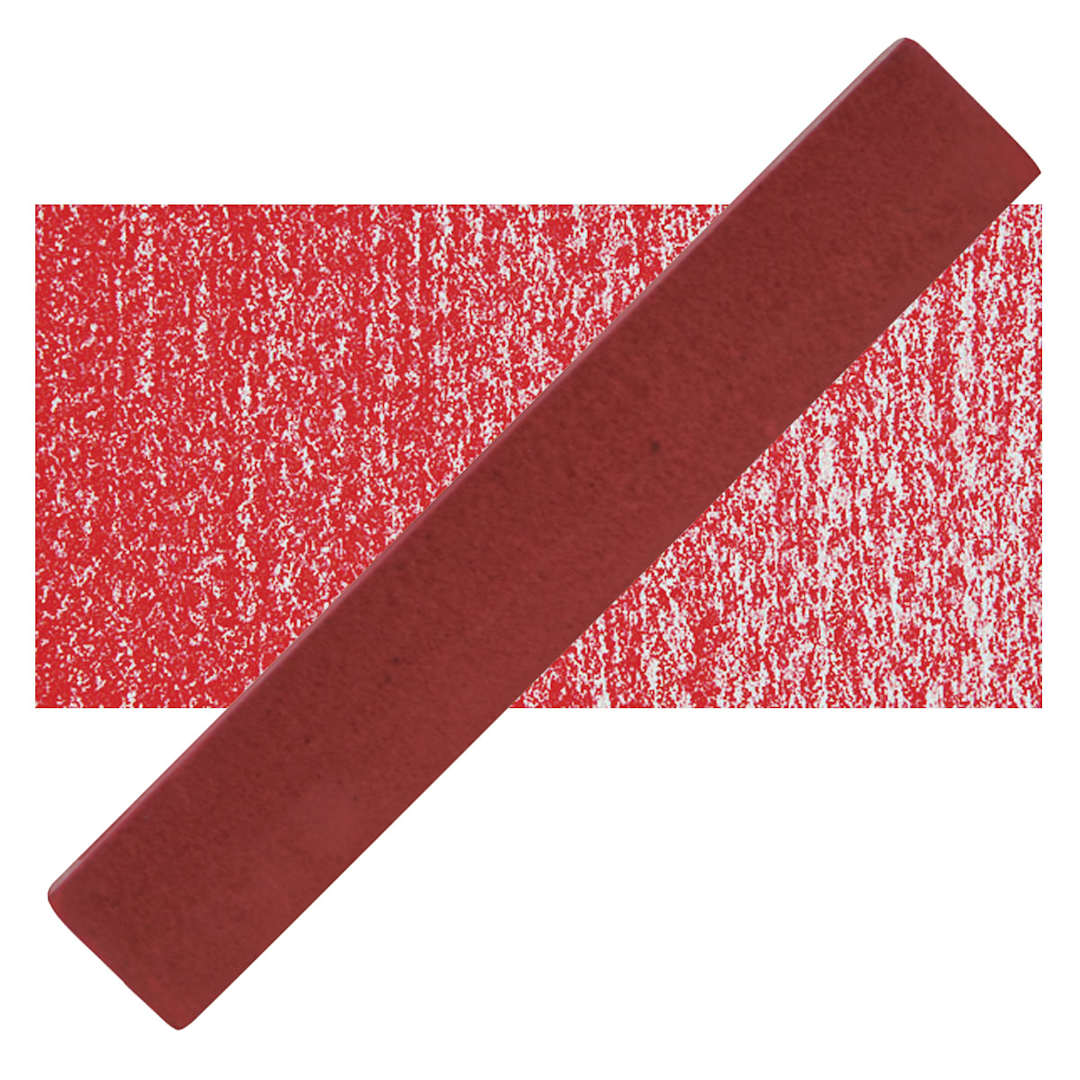 Open in modal - Holbein Artists' Soft Pastel - Permanent Red 1 pastel and swatch