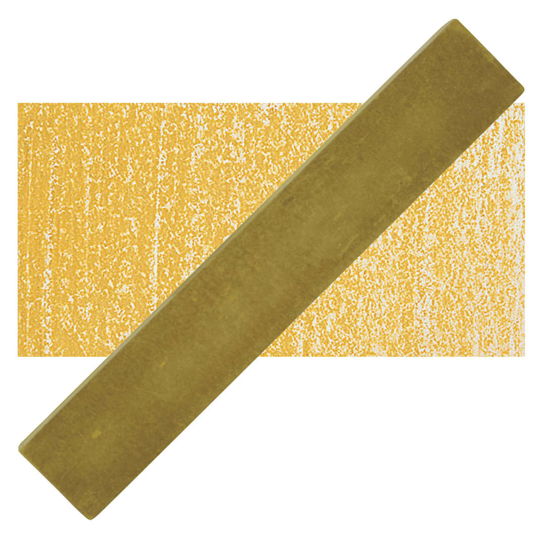 Open in modal - Holbein Artists' Soft Pastel - Yellow Ochre 2 pastel and swatch