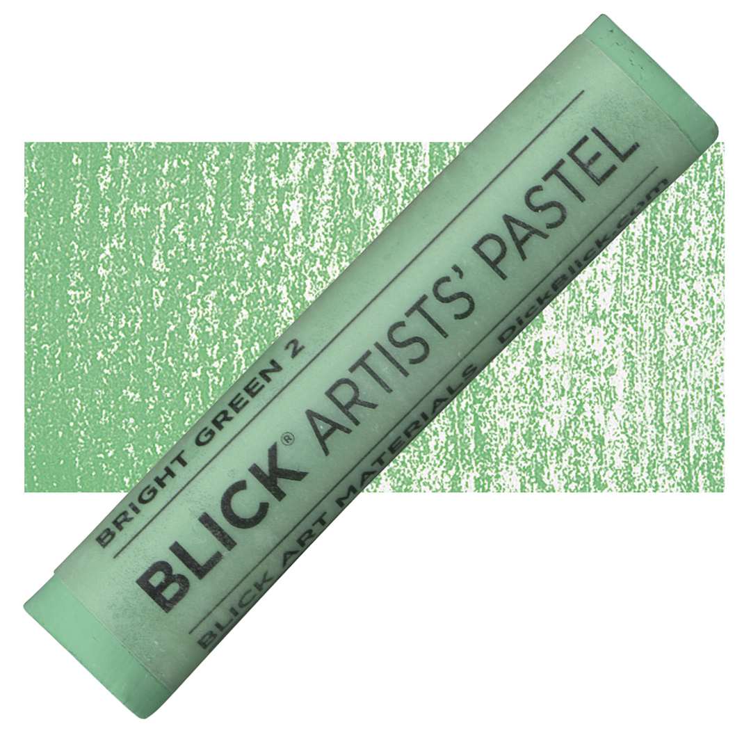 Open in modal - Blick Artists' Soft Pastel - Bright Green 2 pastel and swatch