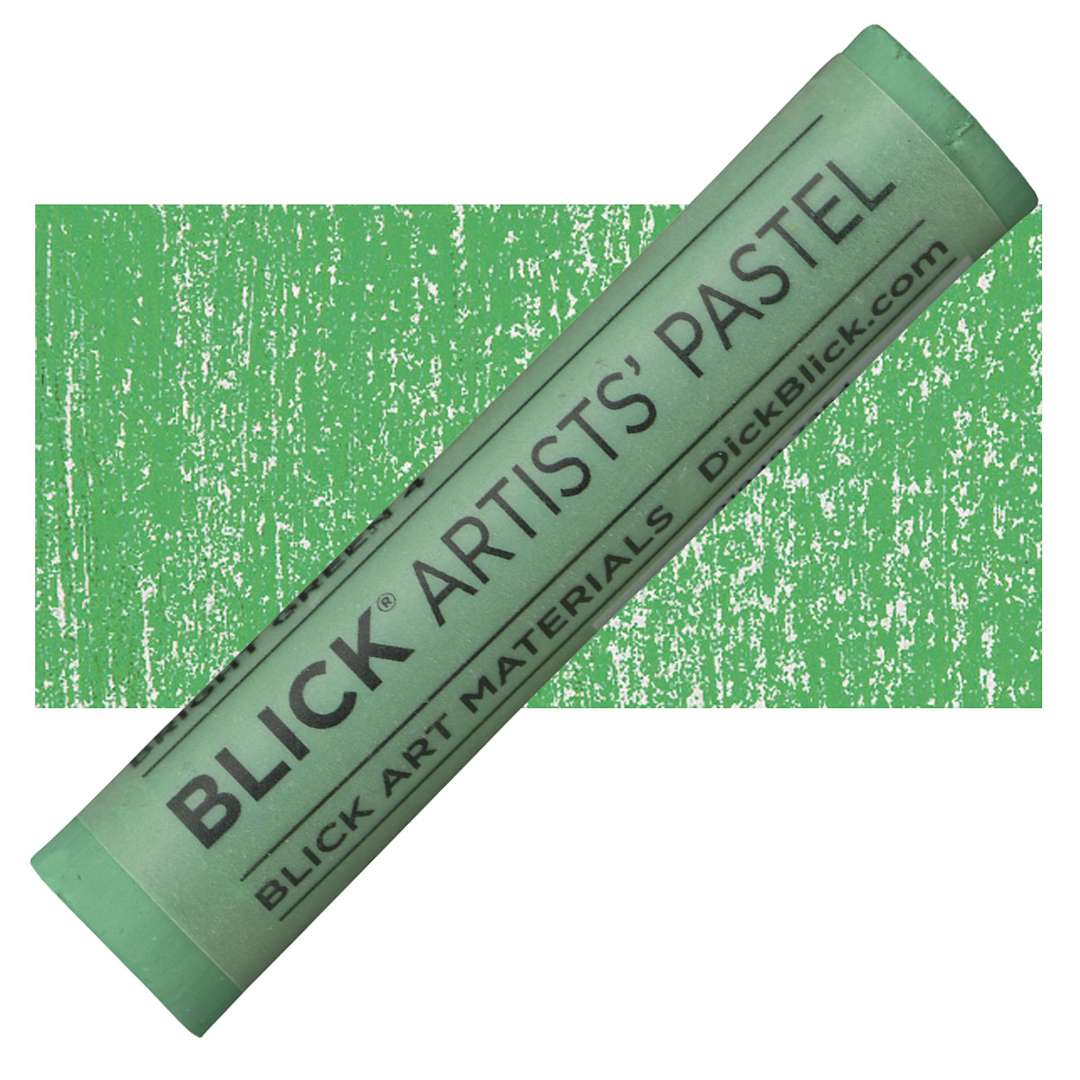 Open in modal - Blick Artists' Soft Pastel - Bright Green 4 pastel and swatch