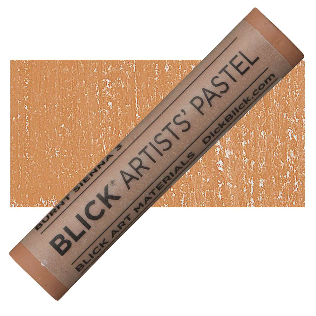 Open in modal - Blick Artists' Soft Pastel - Burnt Sienna 3 pastel and swatch