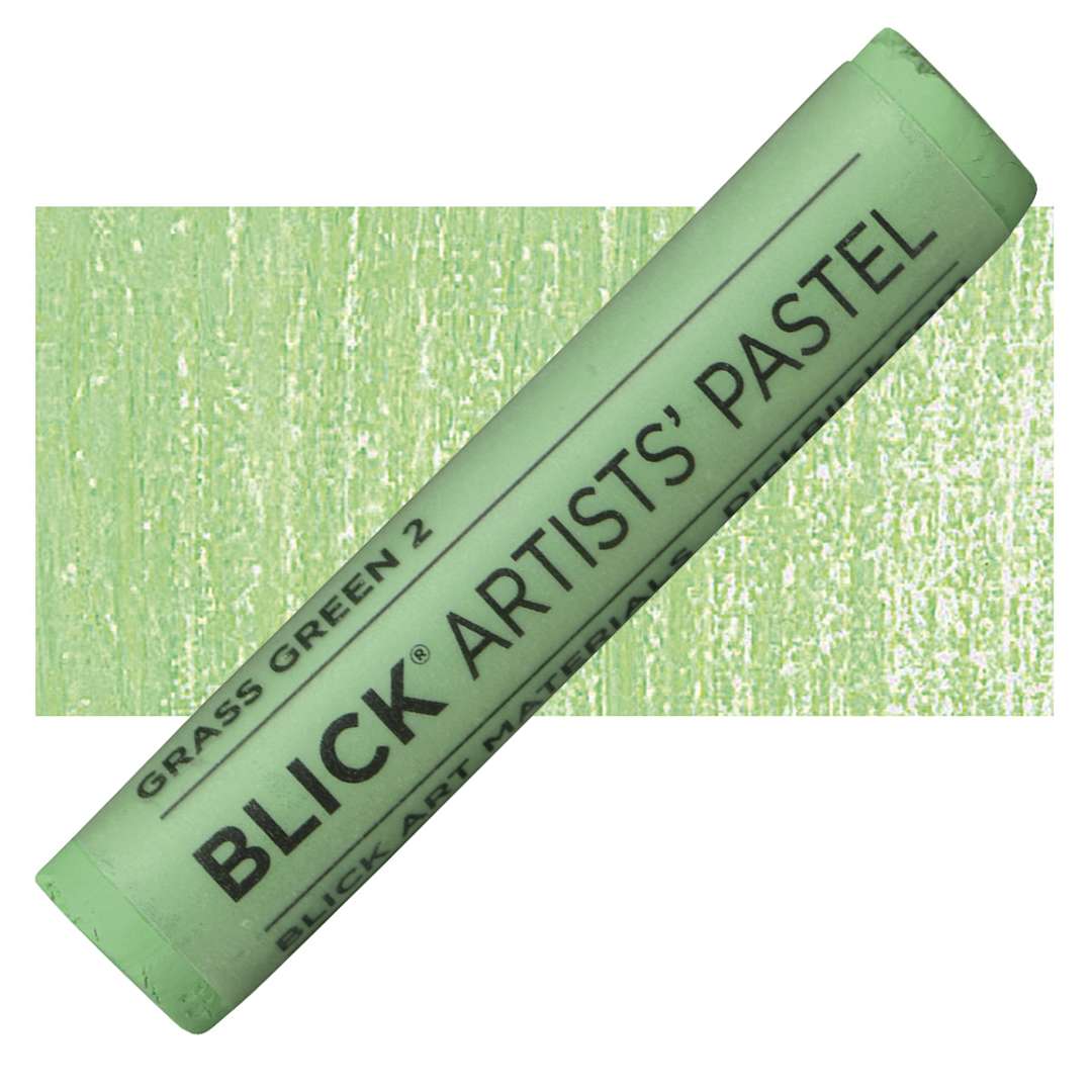 Open in modal - Blick Artists' Soft Pastel - Grass Green 2 pastel and swatch
