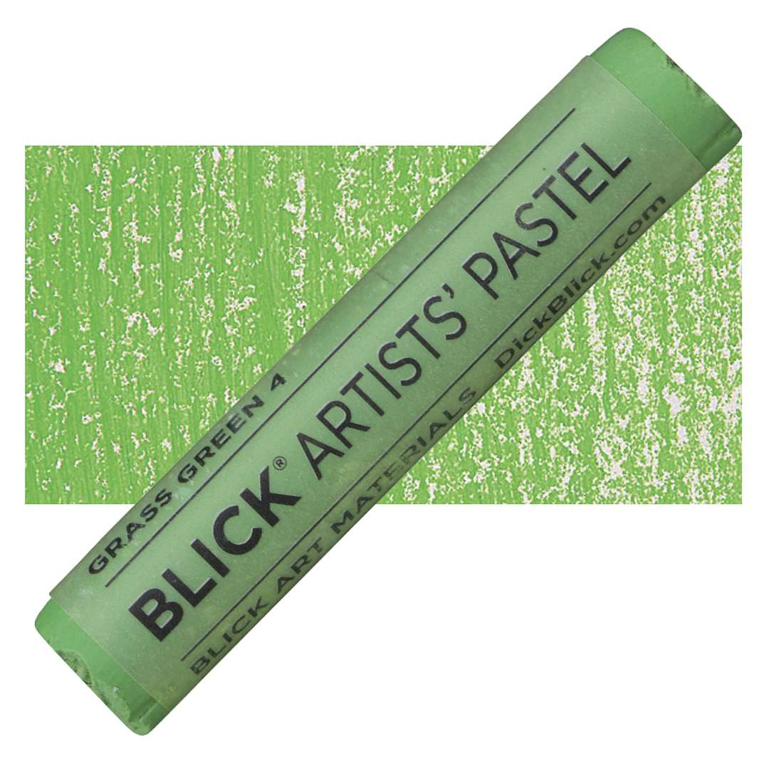 Open in modal - Blick Artists' Soft Pastel - Grass Green 4 pastel and swatch
