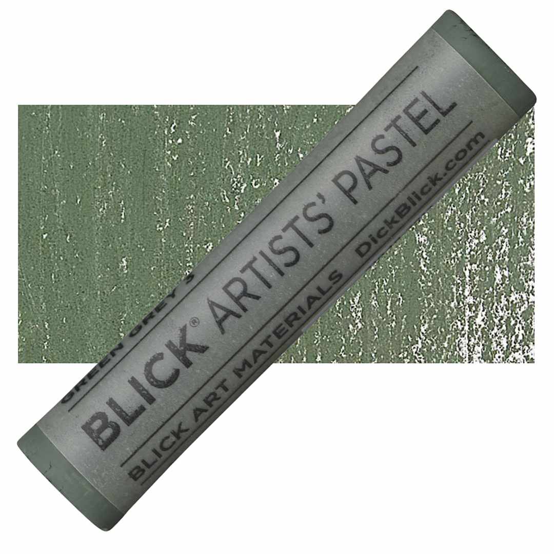 Open in modal - Blick Artists' Soft Pastel - Green Gray 3 pastel and swatch