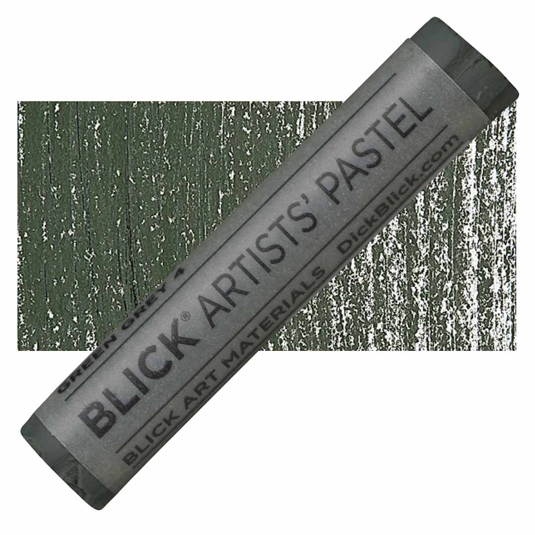 Open in modal - Blick Artists' Soft Pastel - Green Gray 4 pastel and swatch