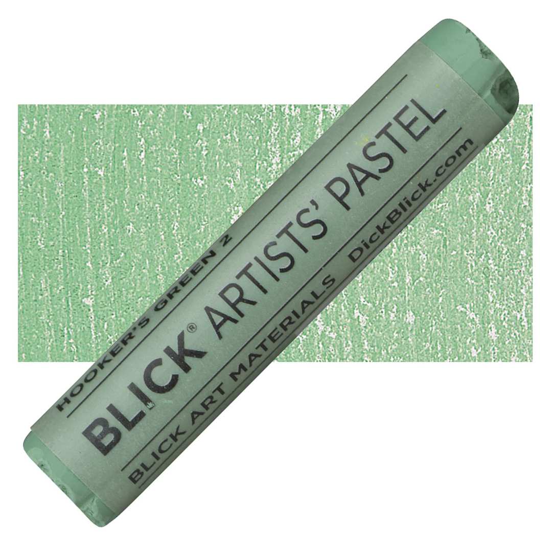 Open in modal - Blick Artists' Soft Pastel - Hookers Green 2 pastel and swatch