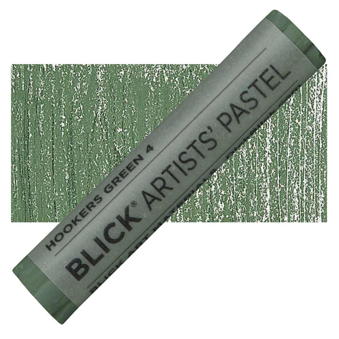 Open in modal - Blick Artists' Soft Pastel - Hookers Green 4 pastel and swatch