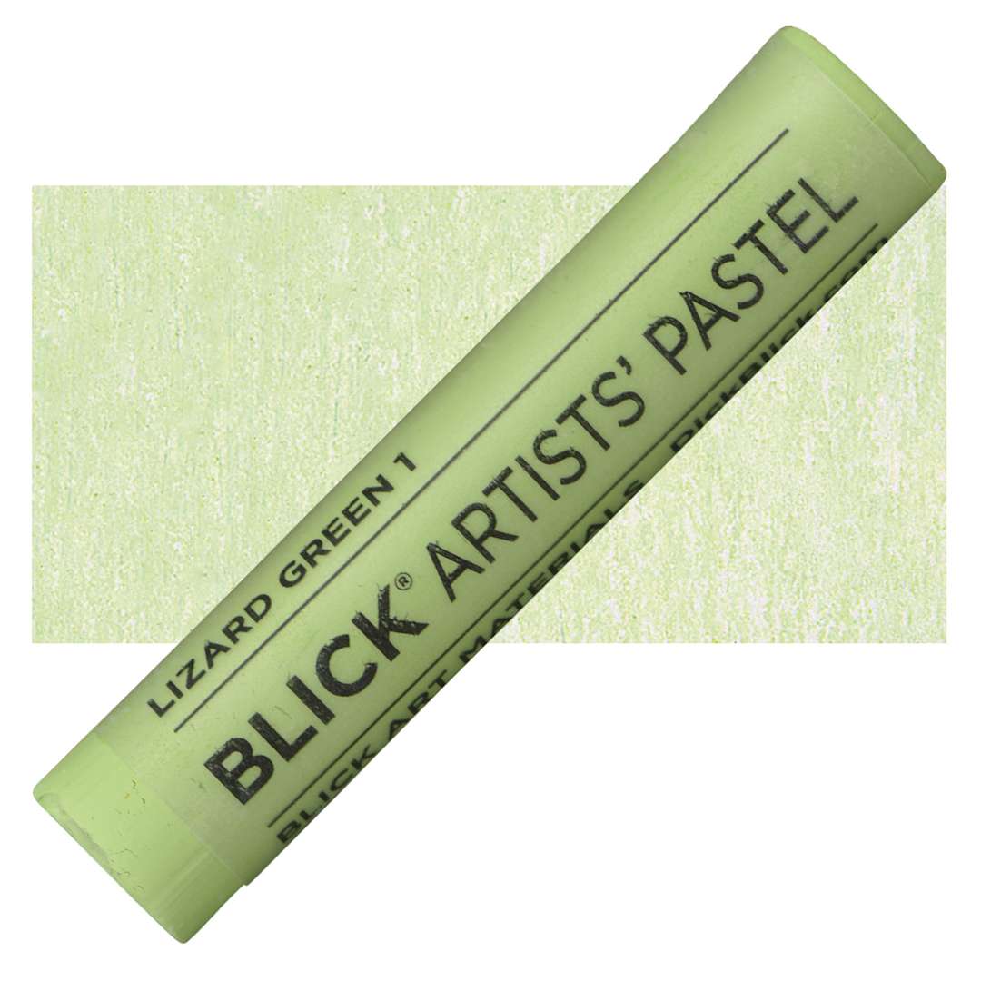 Open in modal - Blick Artists' Soft Pastel - Lizard Green 1 pastel and swatch