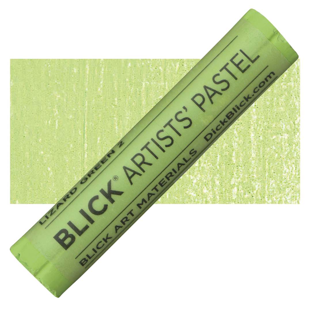 Open in modal - Blick Artists' Soft Pastel - Lizard Green 2 pastel and swatch