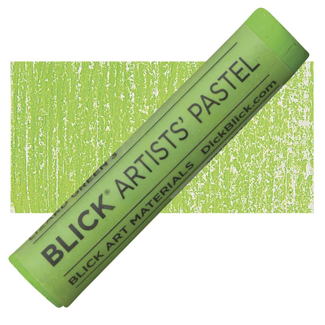 Open in modal - Blick Artists' Soft Pastel - Lizard Green 3 pastel and swatch
