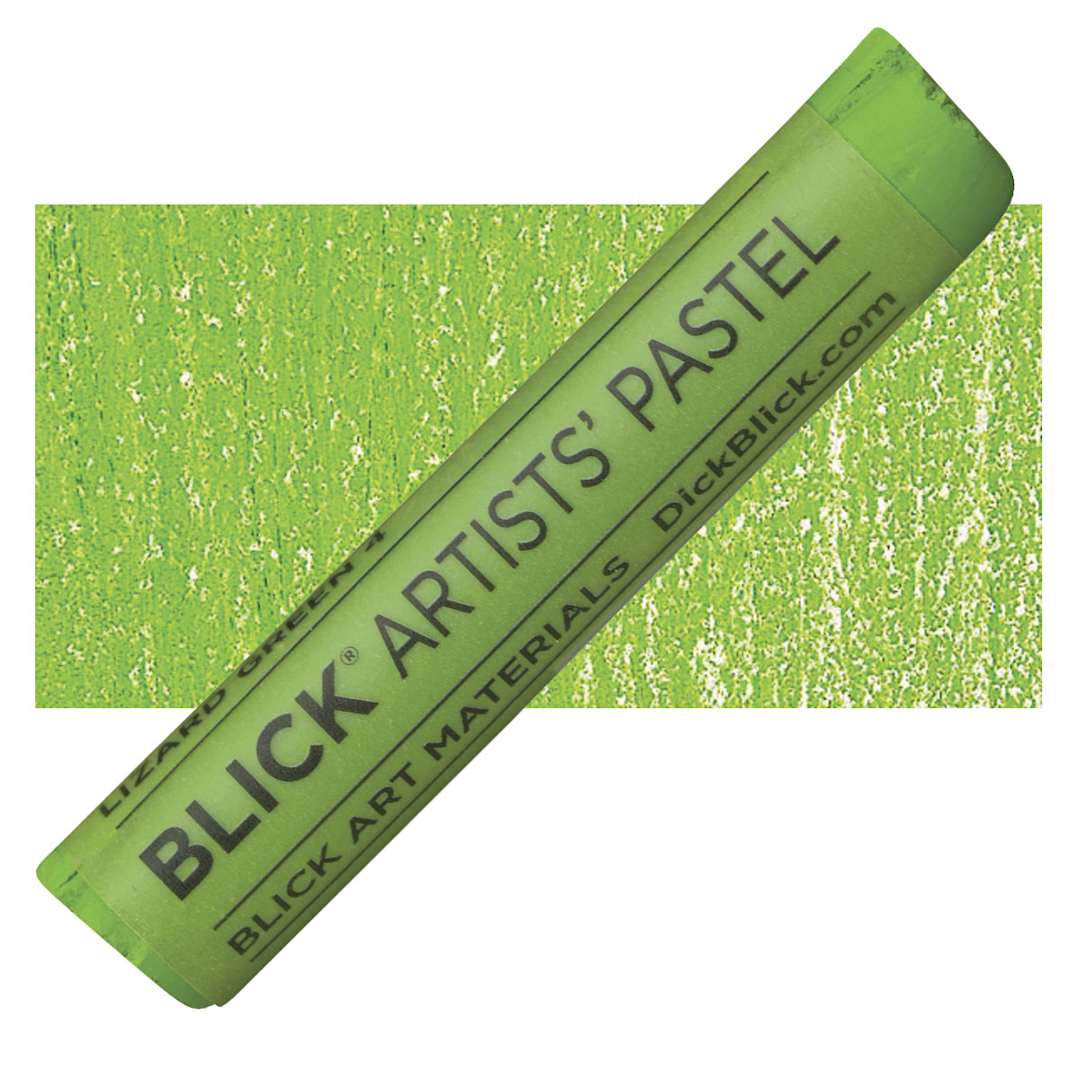 Open in modal - Blick Artists' Soft Pastel - Lizard Green 4 pastel and swatch