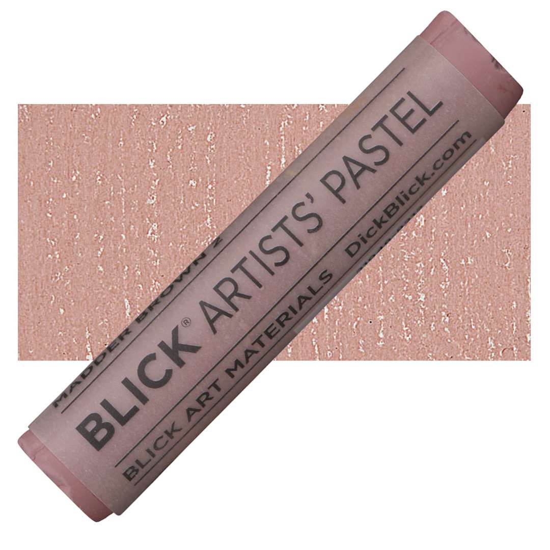 Open in modal - Blick Artists' Soft Pastel - Madder Brown 2 pastel and swatch