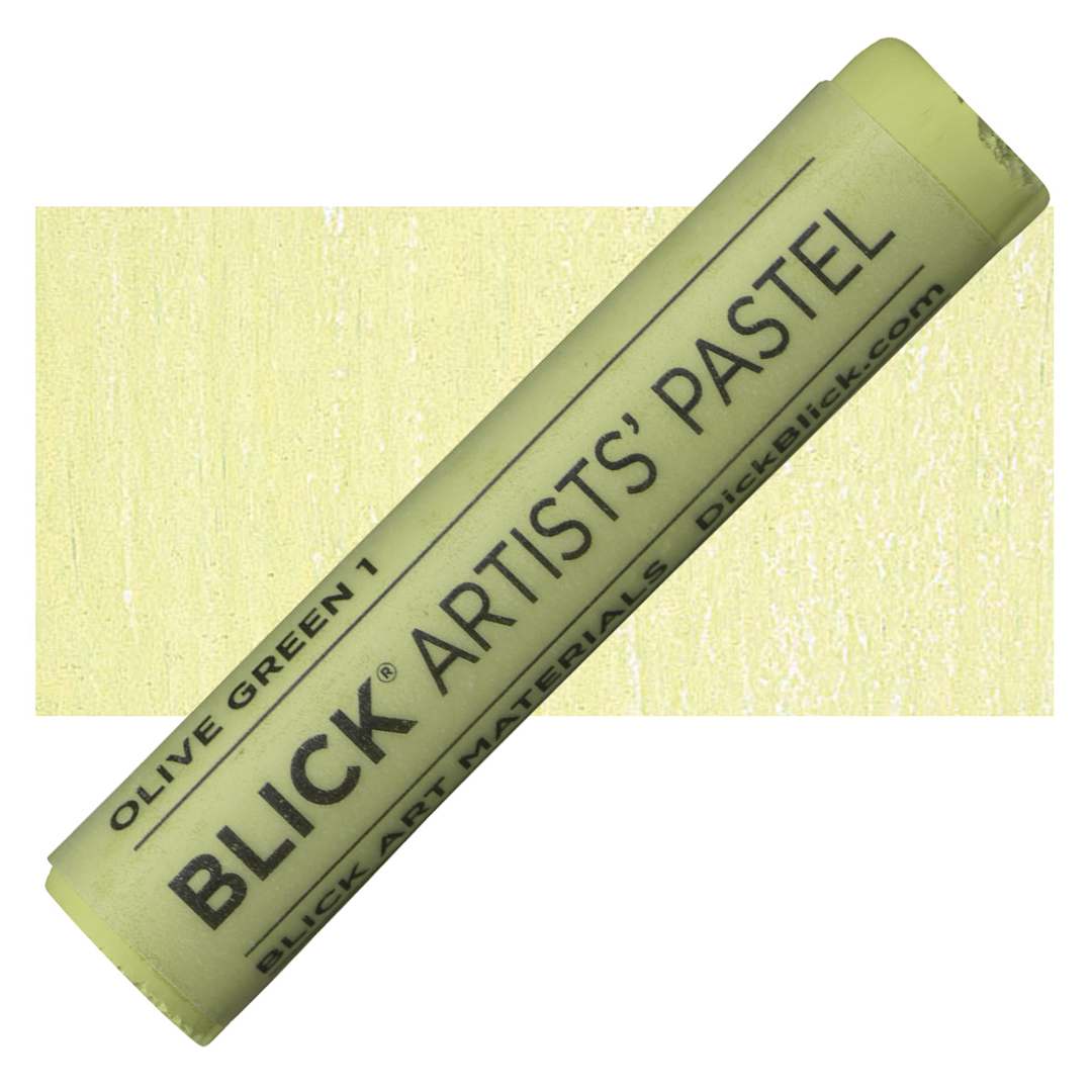 Open in modal - Blick Artists' Soft Pastel - Olive Green 1 pastel and swatch