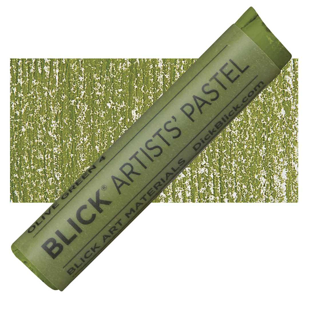 Open in modal - Blick Artists' Soft Pastel - Olive Green 4 pastel and swatch
