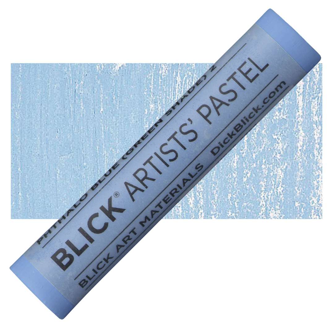 Open in modal - Blick Artists' Soft Pastel - Phthalo Blue (Green Shade) 2 pastel and swatch