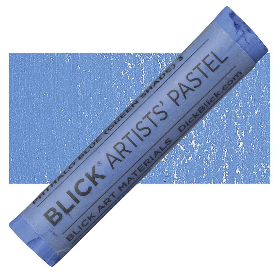 Open in modal - Blick Artists' Soft Pastel - Phthalo Blue (Green Shade) 3 pastel and swatch