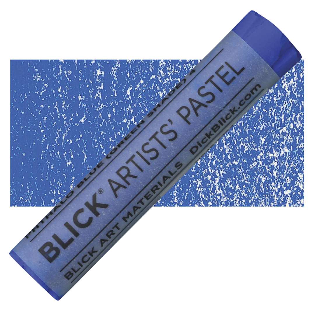 Open in modal - Blick Artists' Soft Pastel - Phthalo Blue (Green Shade) 4 pastel and swatch