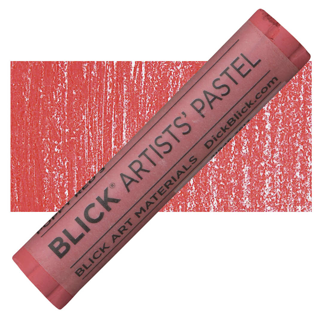 Open in modal - Blick Artists' Soft Pastel - Poppy Red 3 pastel and swatch