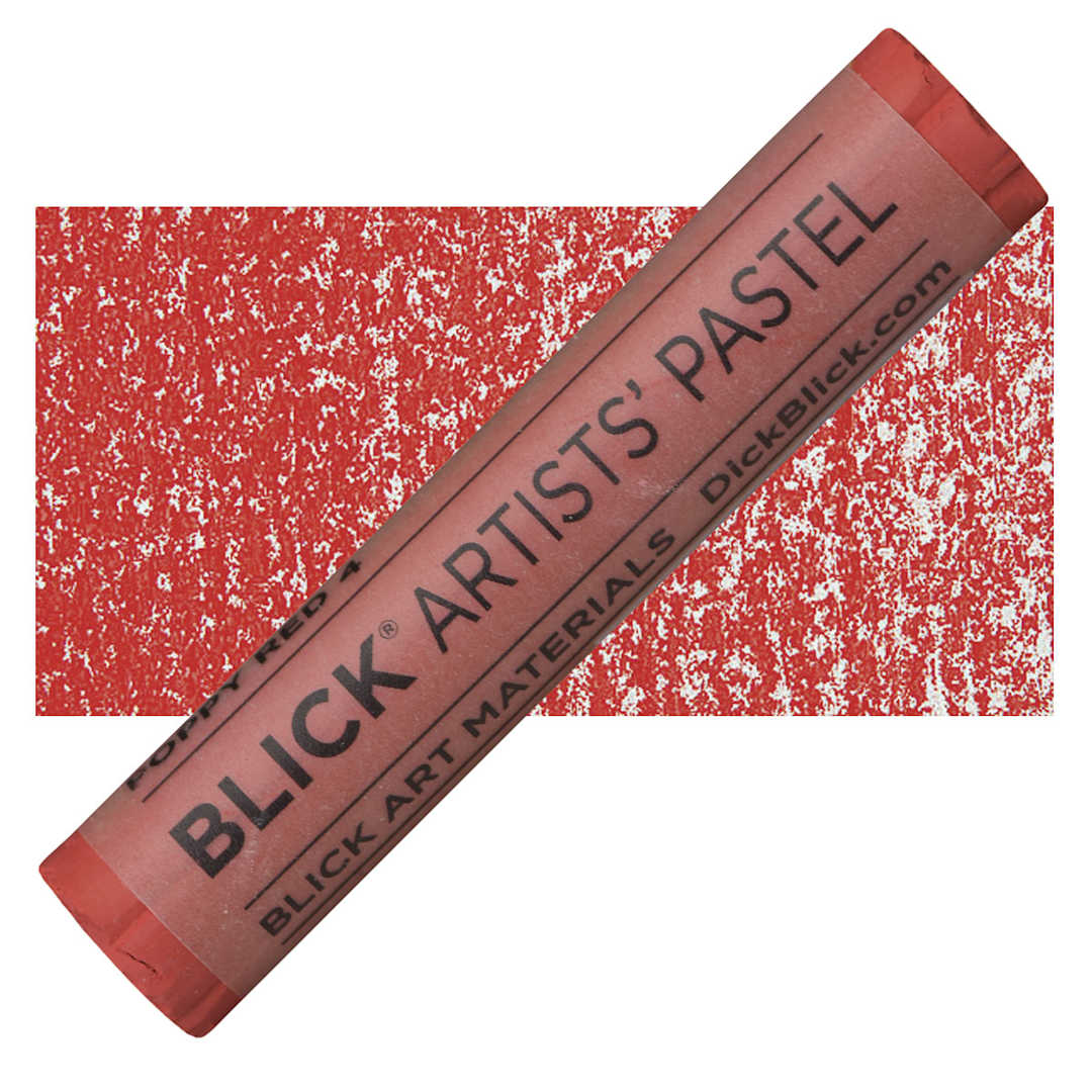 Open in modal - Blick Artists' Soft Pastel - Poppy Red 4 pastel and swatch