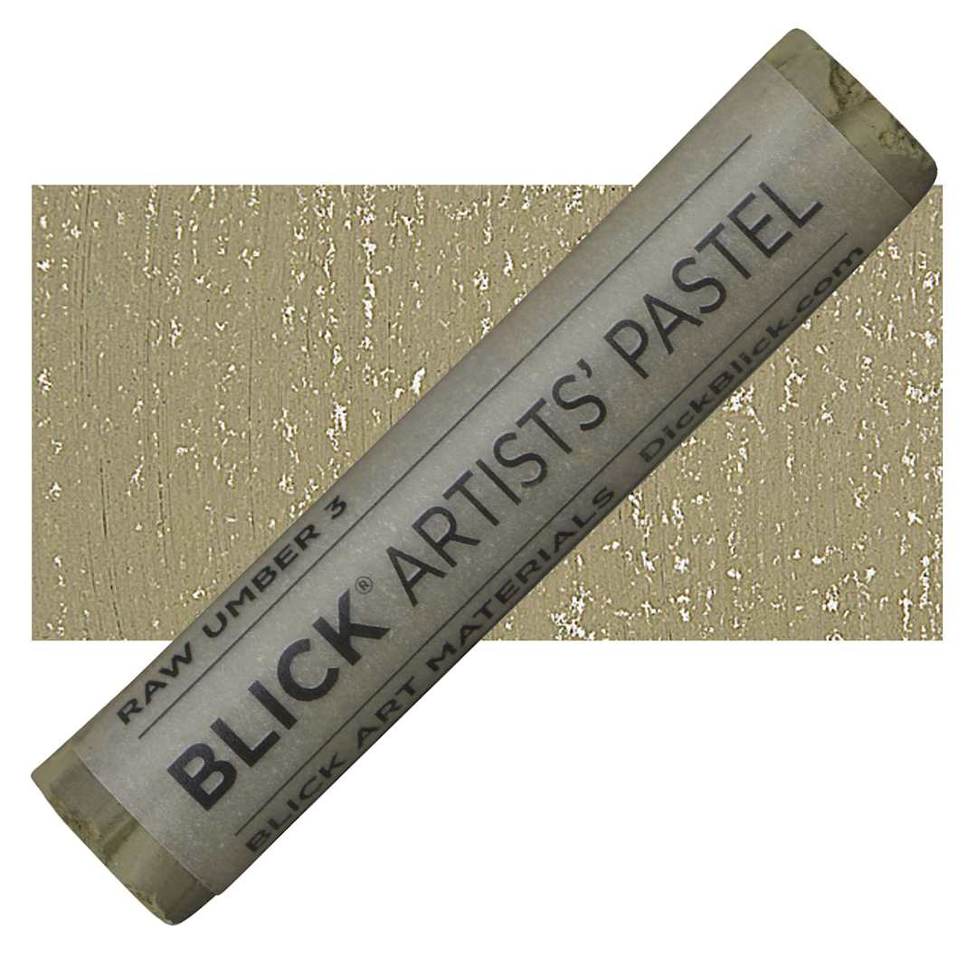 Open in modal - Blick Artists' Soft Pastel - Raw Umber 3 pastel and swatch