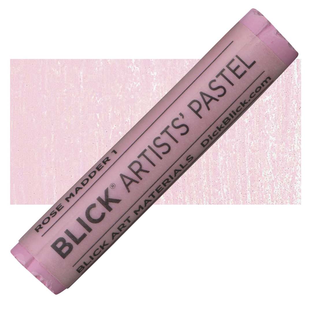 Open in modal - Blick Artists' Soft Pastel - Rose Madder 1 pastel and swatch