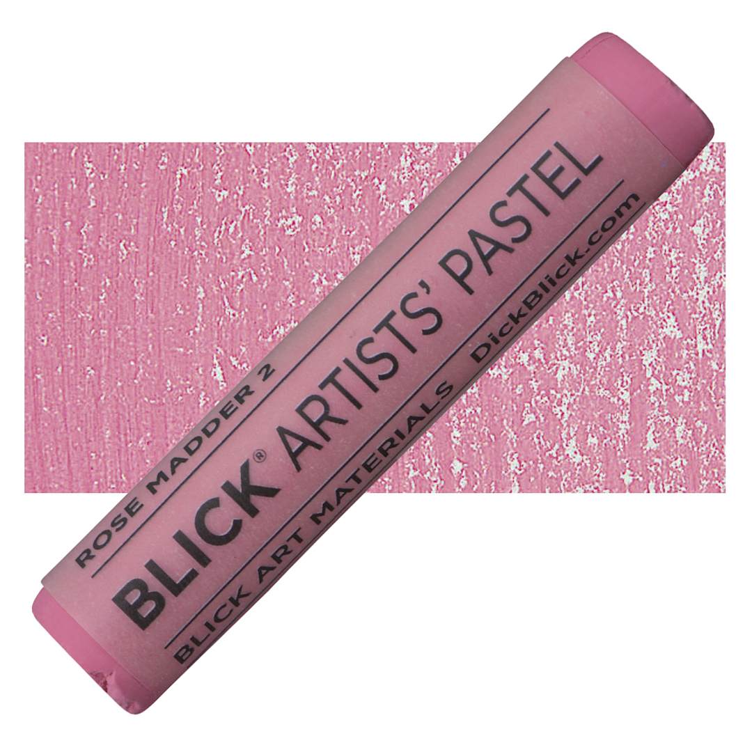Open in modal - Blick Artists' Soft Pastel - Rose Madder 2 pastel and swatch