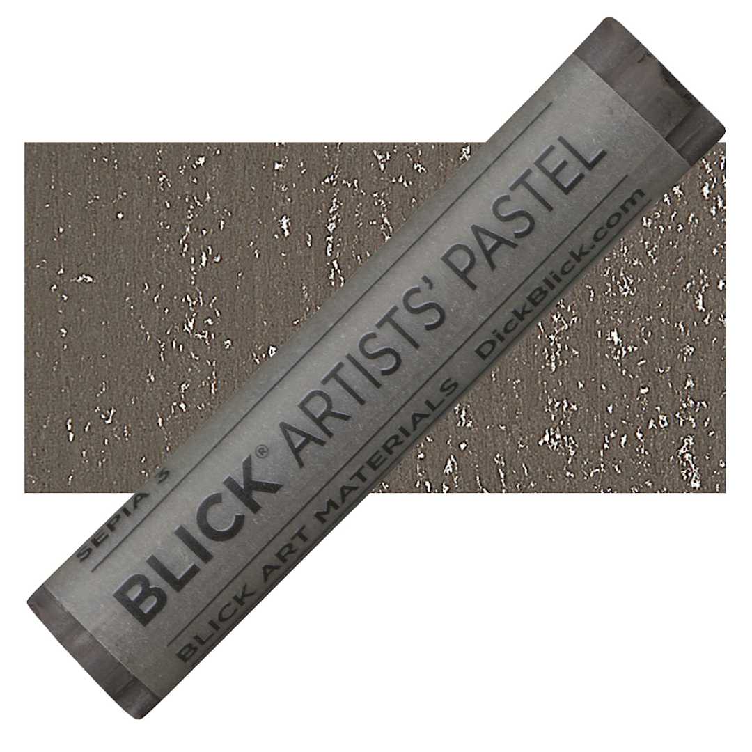 Open in modal - Blick Artists' Soft Pastel - Sepia 3 pastel and swatch
