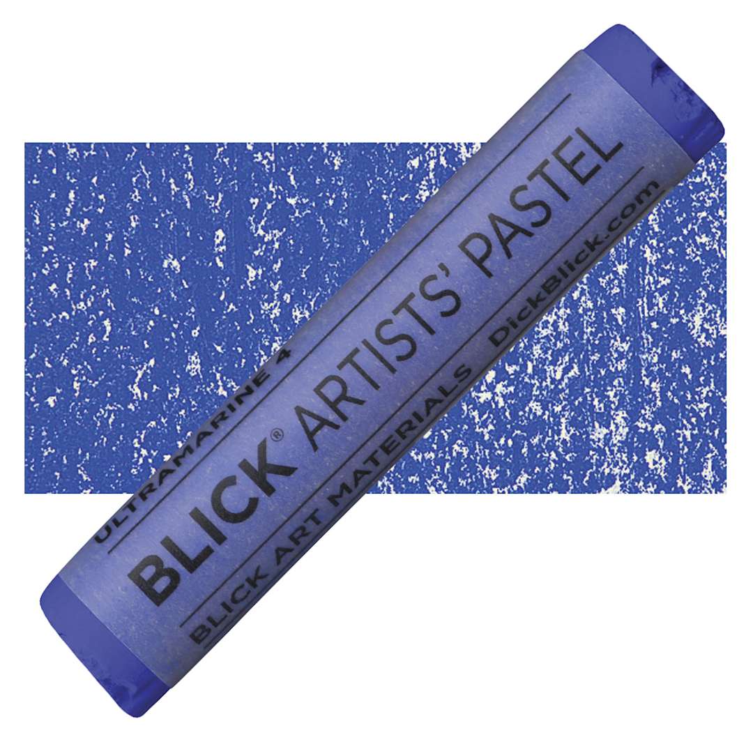 Open in modal - Blick Artists' Soft Pastel - Ultramarine 4 pastel and swatch