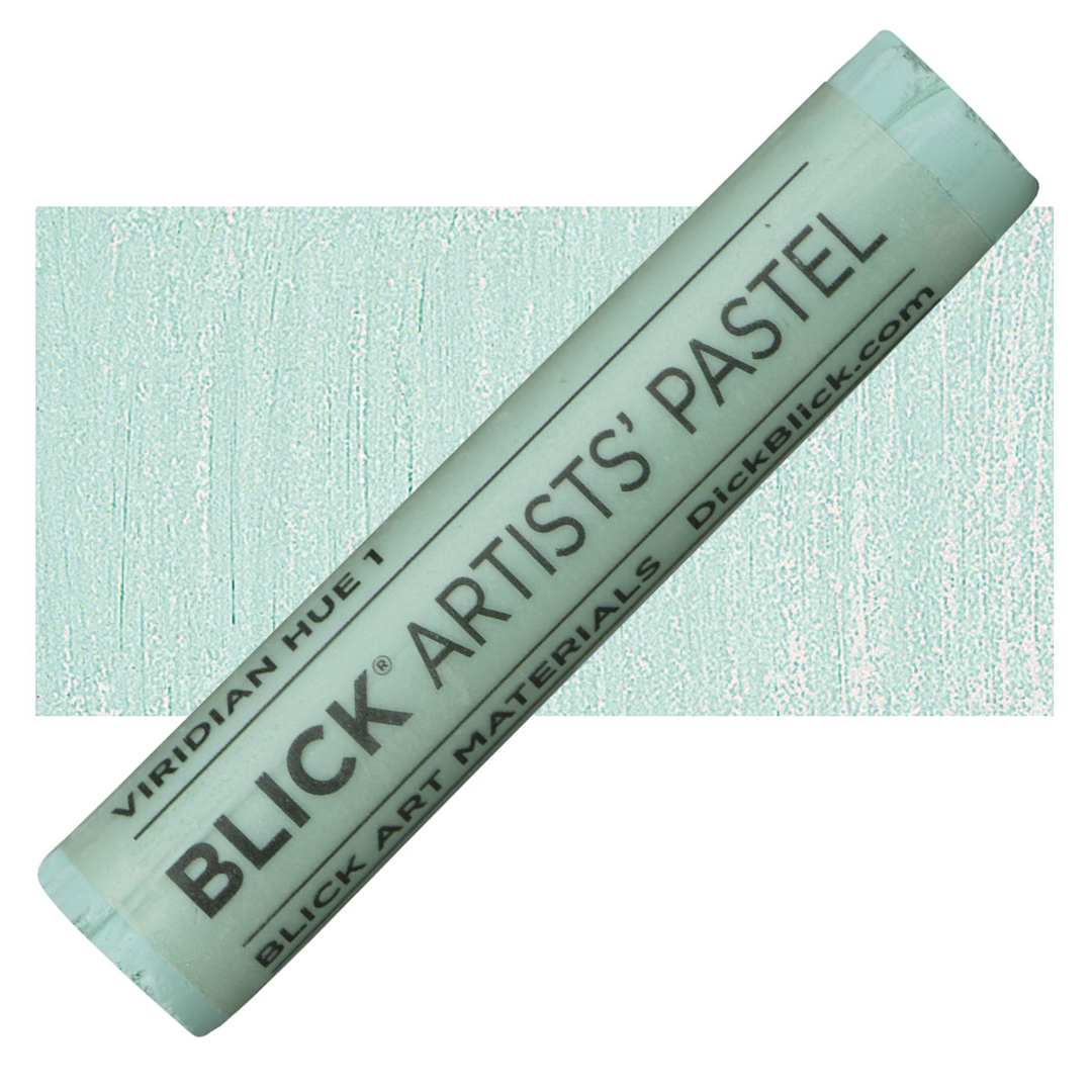 Open in modal - Blick Artists' Soft Pastel - Viridian Hue 1 pastel and swatch