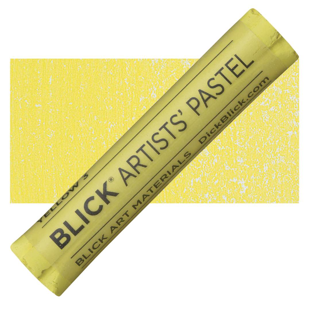 Open in modal - Blick Artists' Soft Pastel - Yellow 3 pastel and swatch