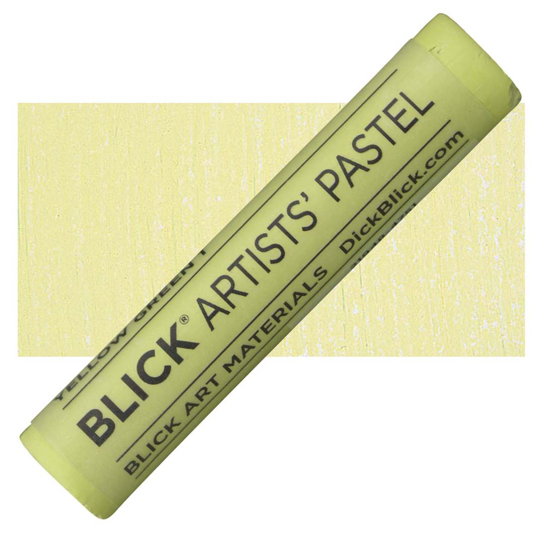 Open in modal - Blick Artists' Soft Pastel - Yellow Green 1 pastel and swatch