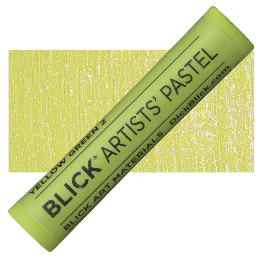 Open in modal - Blick Artists' Soft Pastel - Yellow Green 2 pastel and swatch