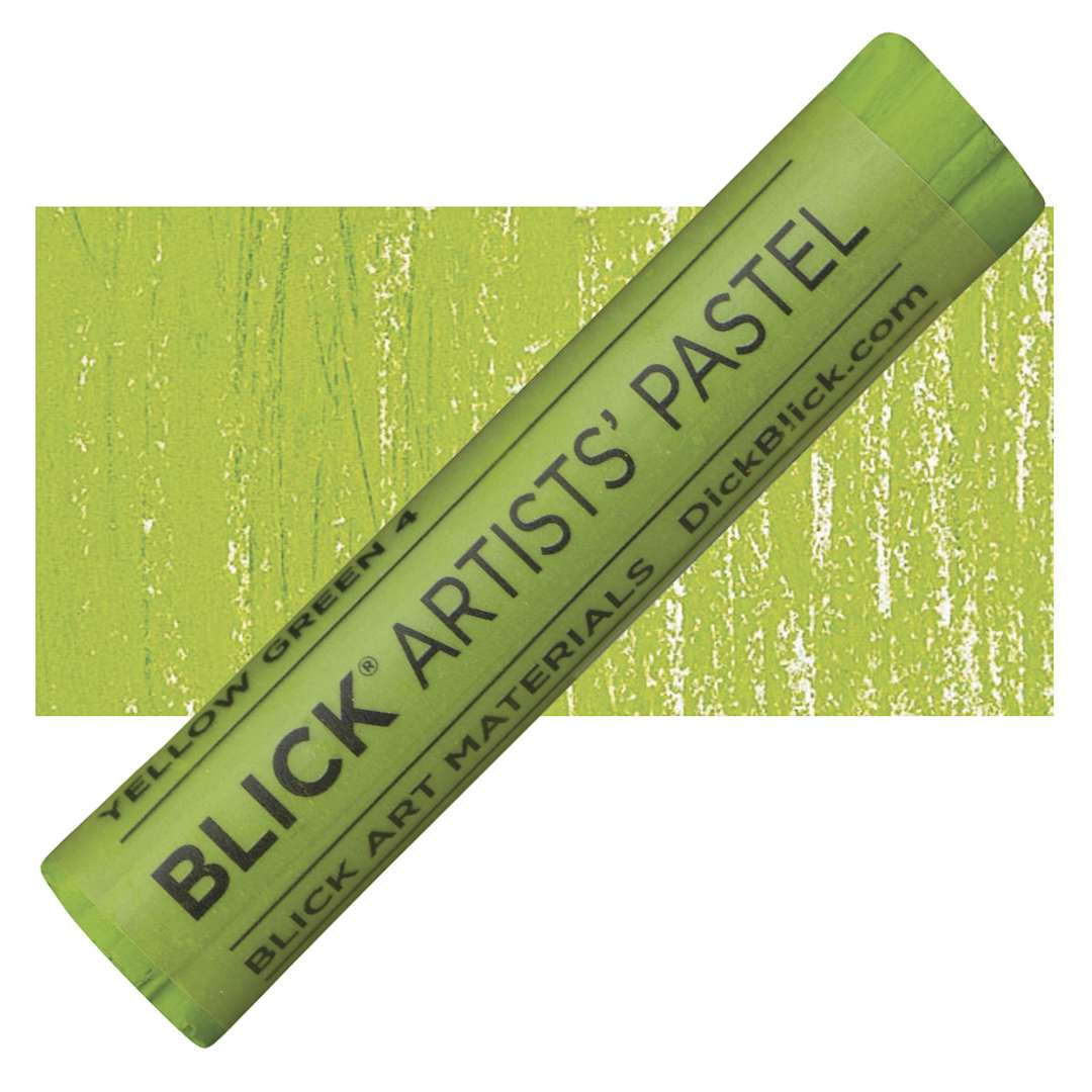 Open in modal - Blick Artists' Soft Pastel - Yellow Green 4 pastel and swatch