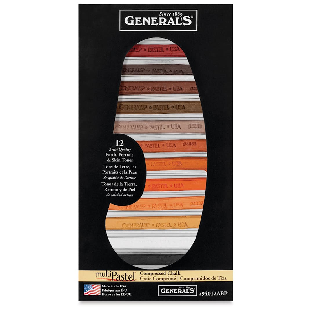 Open in modal - General's MultiPastel Compressed Chalk Set - Earth Tones, Set of 12, showing chalks