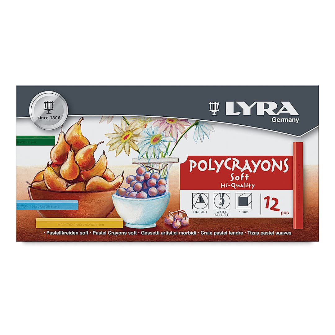 Open in modal - Lyra Polycrayons Soft Pastels - Assorted Colors, Set of 12, front of the packaging