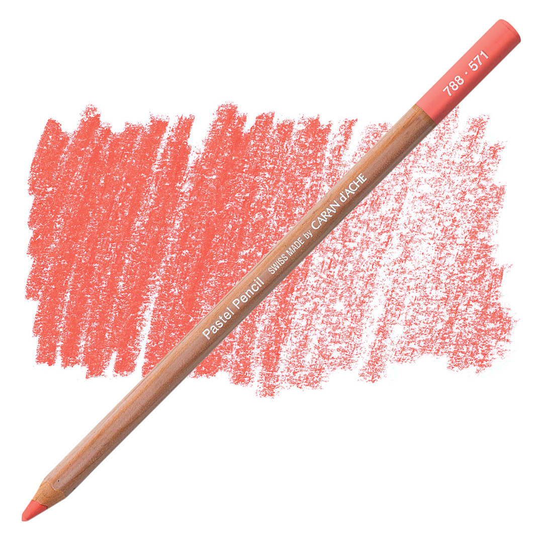 Open in modal - Caran d'Ache Pastel Pencil - Anthraquinoid Pink pencil and swatch