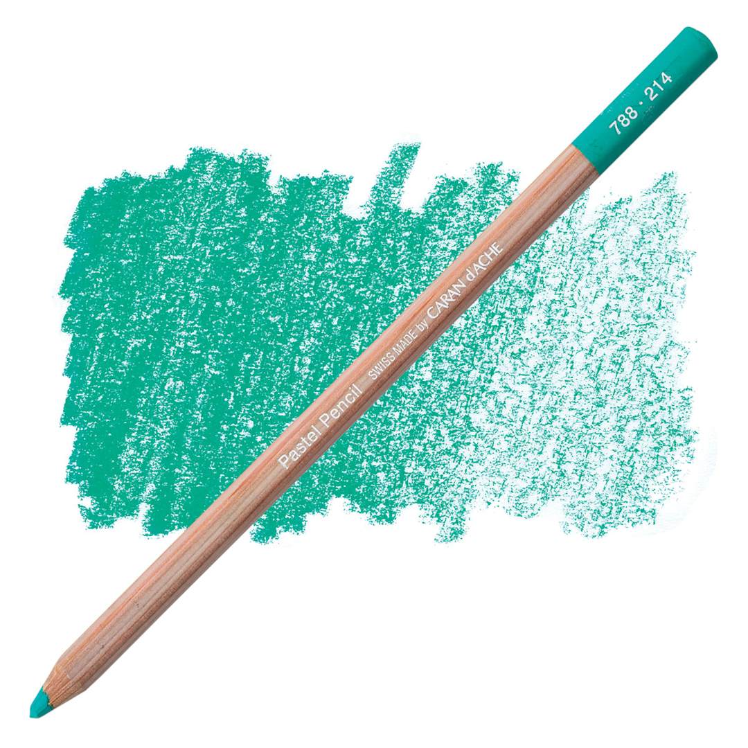 Open in modal - Caran d'Ache Pastel Pencil - Beryl Green pencil and swatch