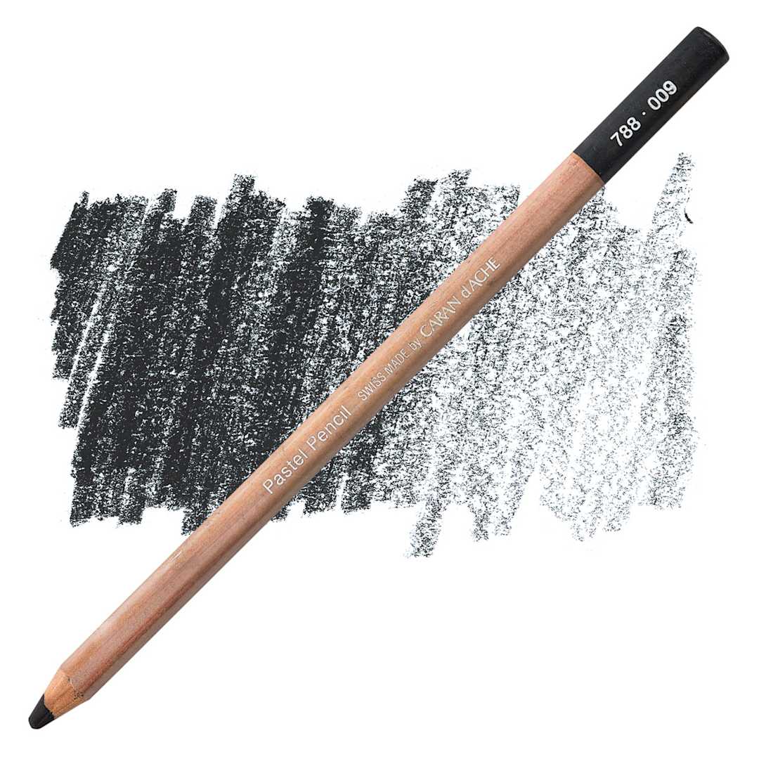 Open in modal - Caran d'Ache Pastel Pencil - Black pencil and swatch