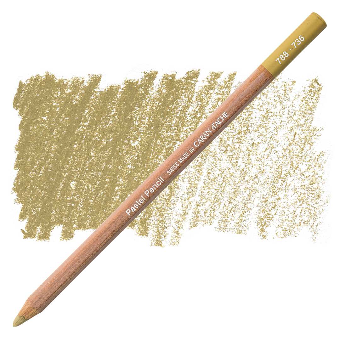 Open in modal - Caran d'Ache Pastel Pencil - Brown Olive 50 pencil and swatch