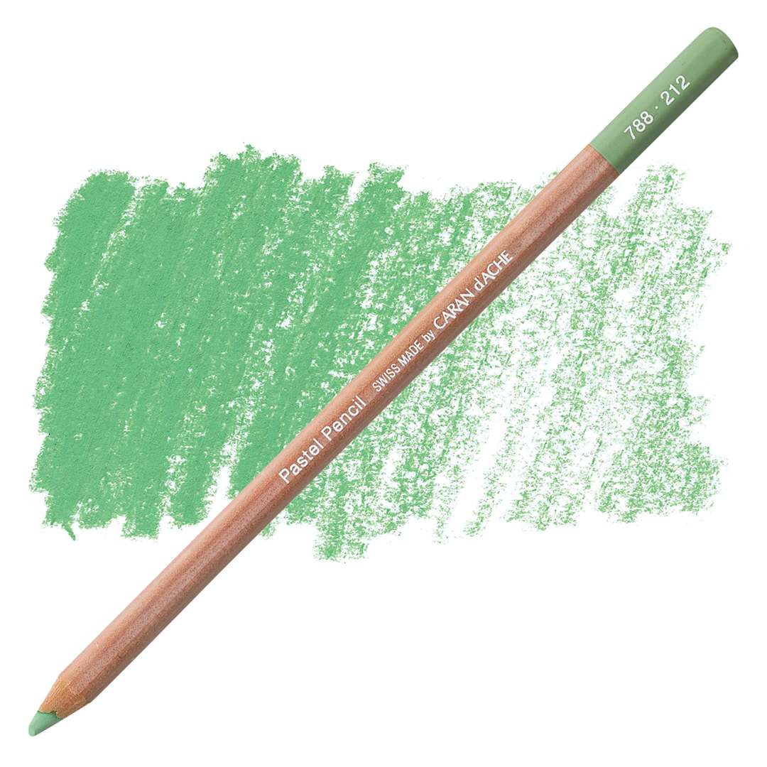 Open in modal - Caran d'Ache Pastel Pencil - Chromium Oxide Green pencil and swatch