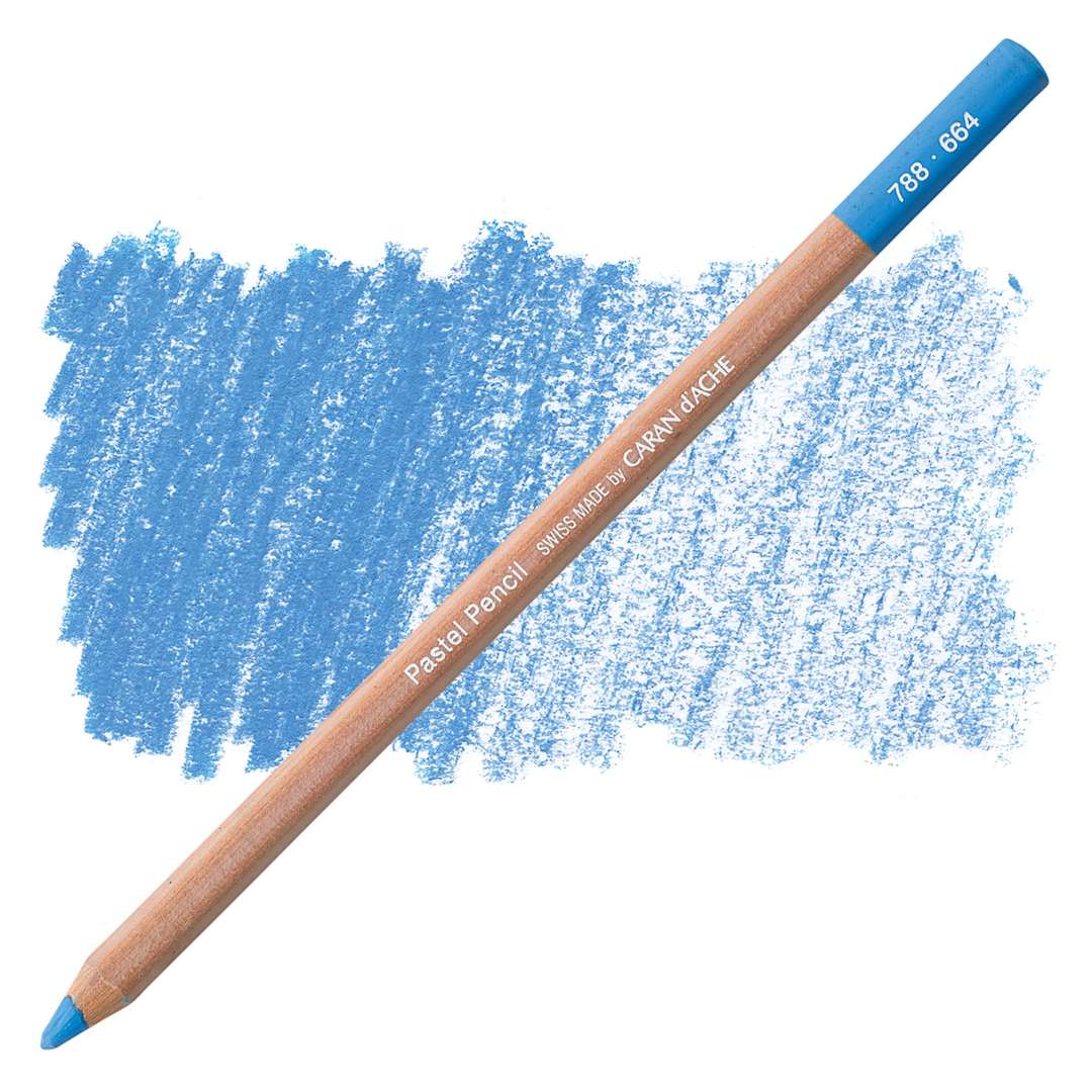 Open in modal - Caran d'Ache Pastel Pencil - Cobalt Blue pencil and swatch