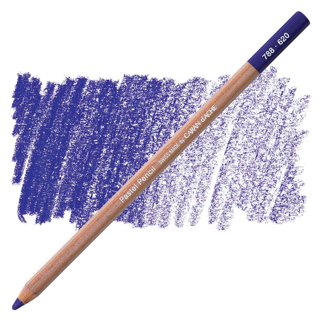Open in modal - Caran d'Ache Pastel Pencil - Cobalt Violet pencil and swatch