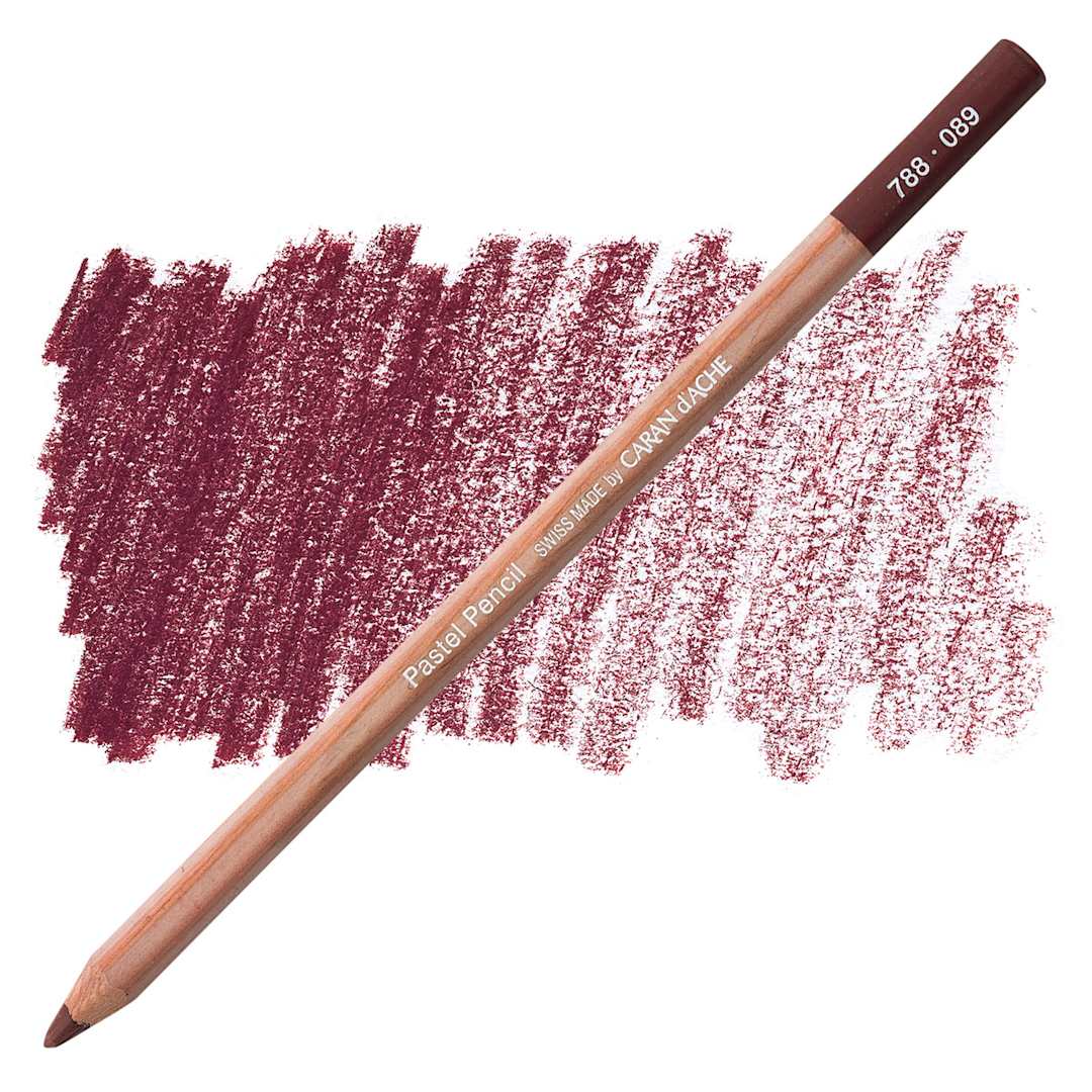 Open in modal - Caran d'Ache Pastel Pencil - Dark Carmine pencil and swatch